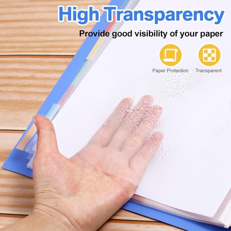 ReliThick 12 Set of 96 Pack Clear Sheet Protectors 8.5 x 11 Inch Page Protector for 3 Ring Binder with 8 Tabs Plastic Dividers for 3 Ring Binder, Insertable Index Page Divider Multicolor Tabs - Image 5